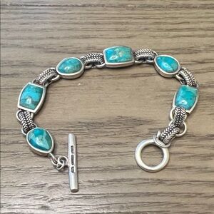 Barse Turquoise Sterling Silver Toggle Bracelet